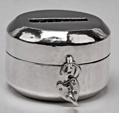 Geldkästchen Piggy Bank Silber 830 Art Deco Jacob Grimminger Deutschland hergestellt 1930