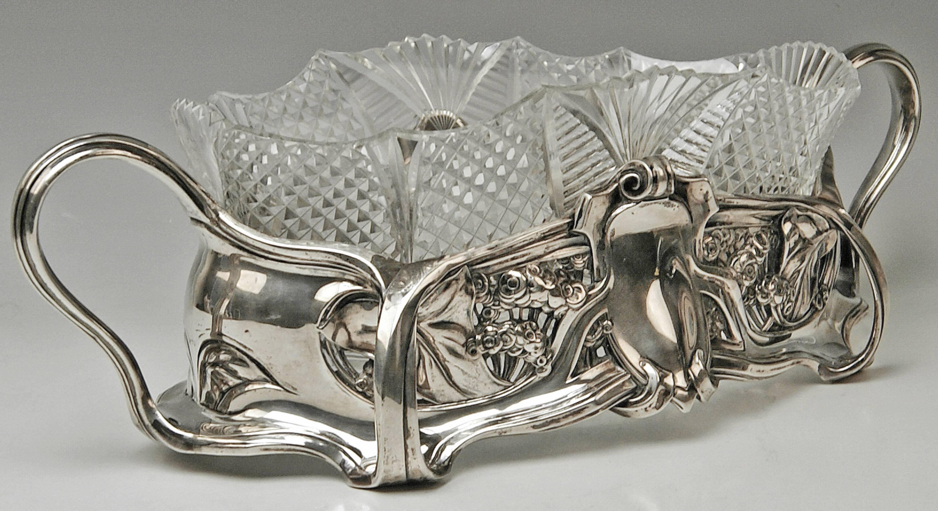 Early 20th Century Flower Bowl Silver 800 Art Nouveau Jardinière Lange and Gunther Germany 1900