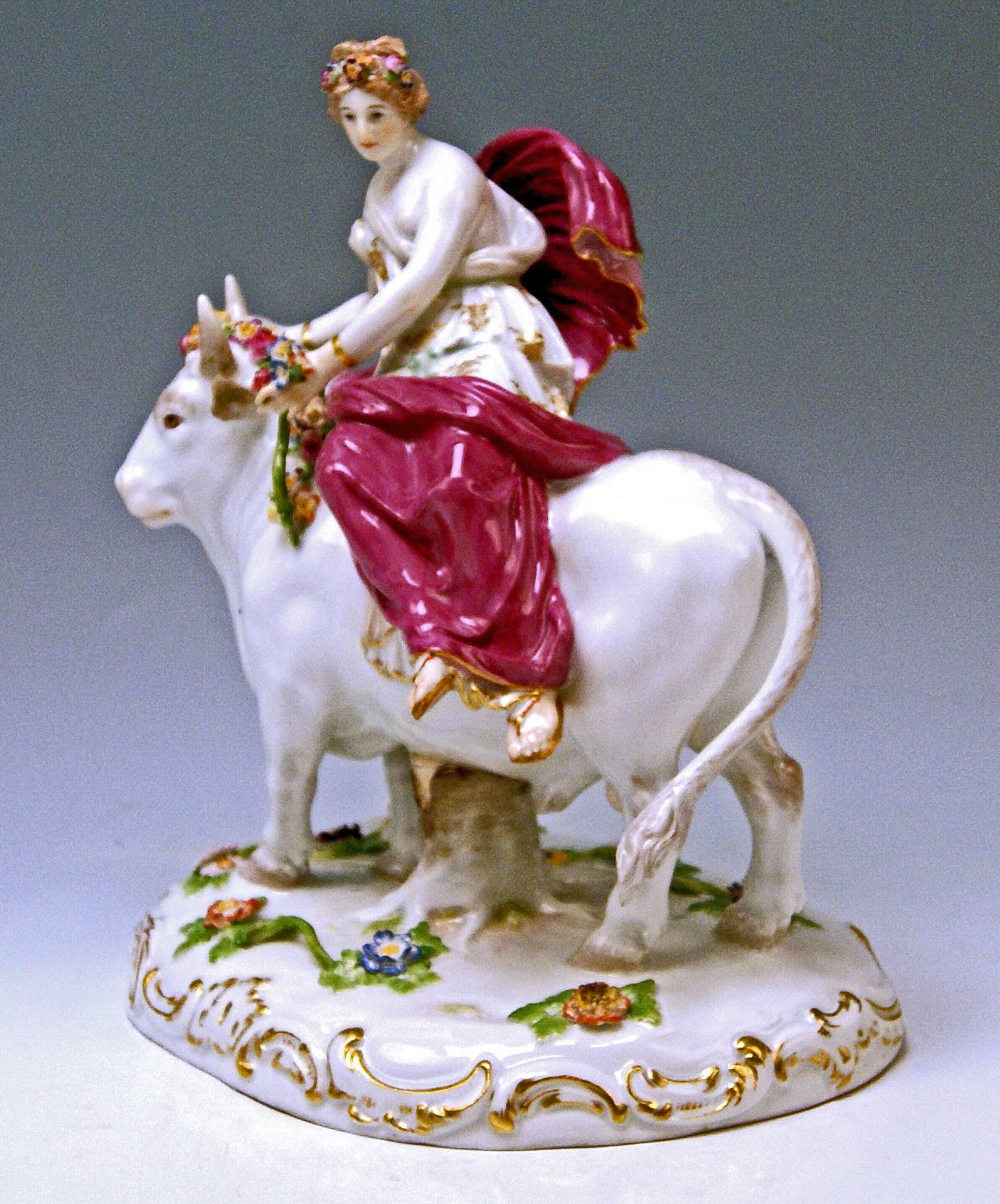 Meissen Figurines Europe Riding on White Bull by G. Juechtzer made circa 1880 In Excellent Condition In Vienna, AT