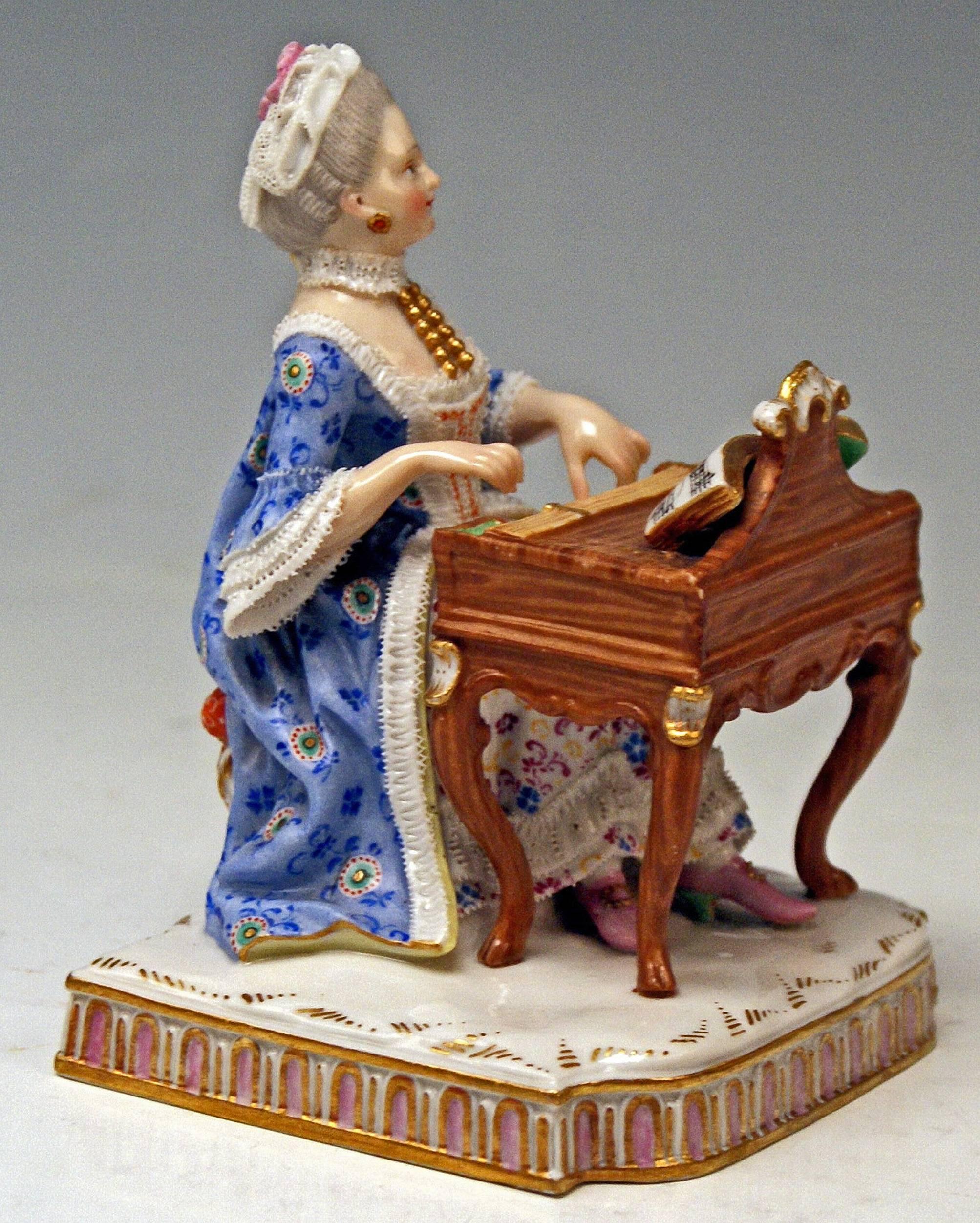 Meissen lovely figurine deriving from the series of five senses:
°E1 The Hearing

Measures / dimensions:
Height 12.0 cm (4.72 inches) 
measures of base:
9.0 x 8.0 cm (3.54 x 3.14 inches) 

Manufactory: Meissen
Hallmarked: Blue Meissen Sword