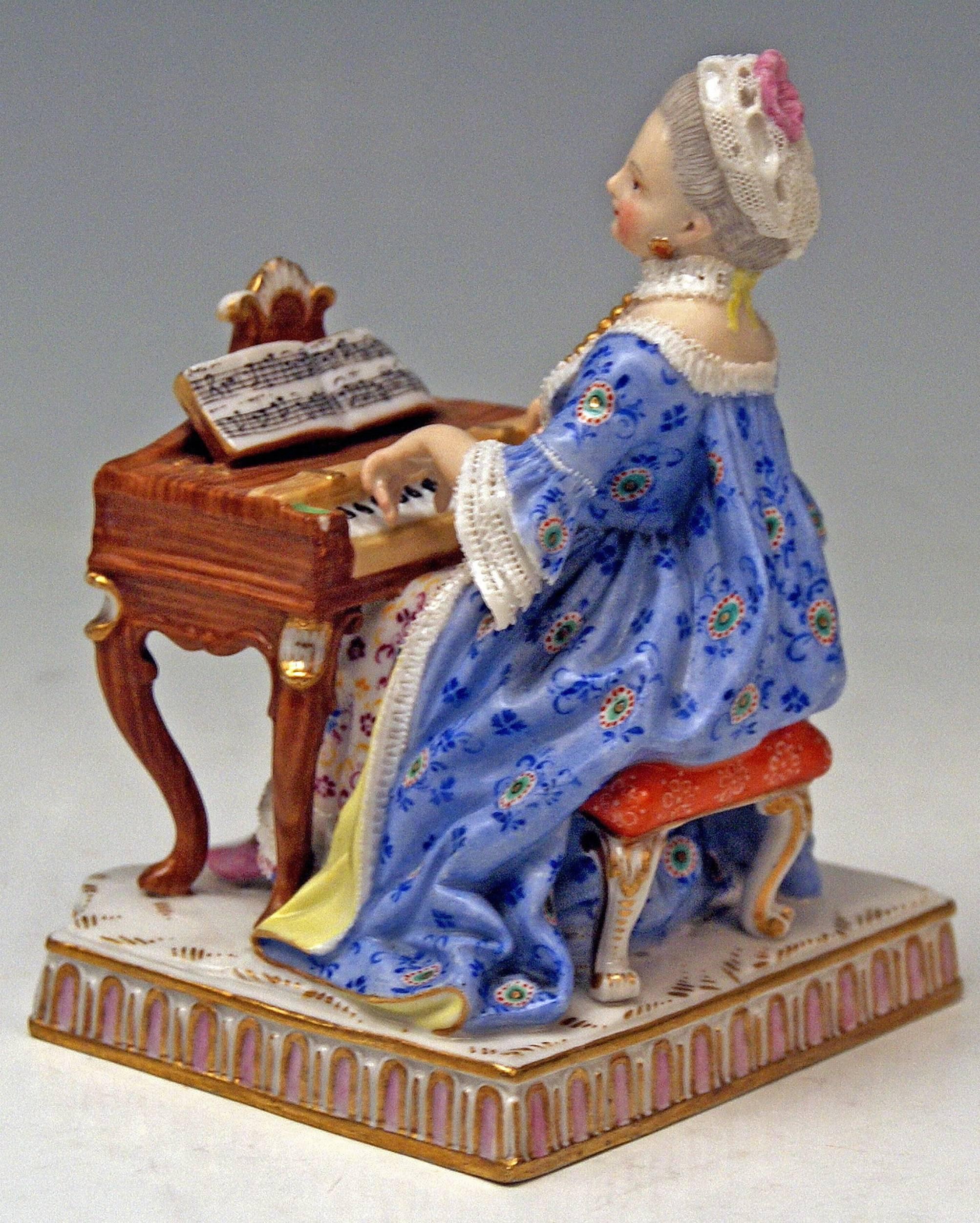 Rococo Meissen Five Senses the Hearing by Schoenheit Model E 1, circa 1830-1840