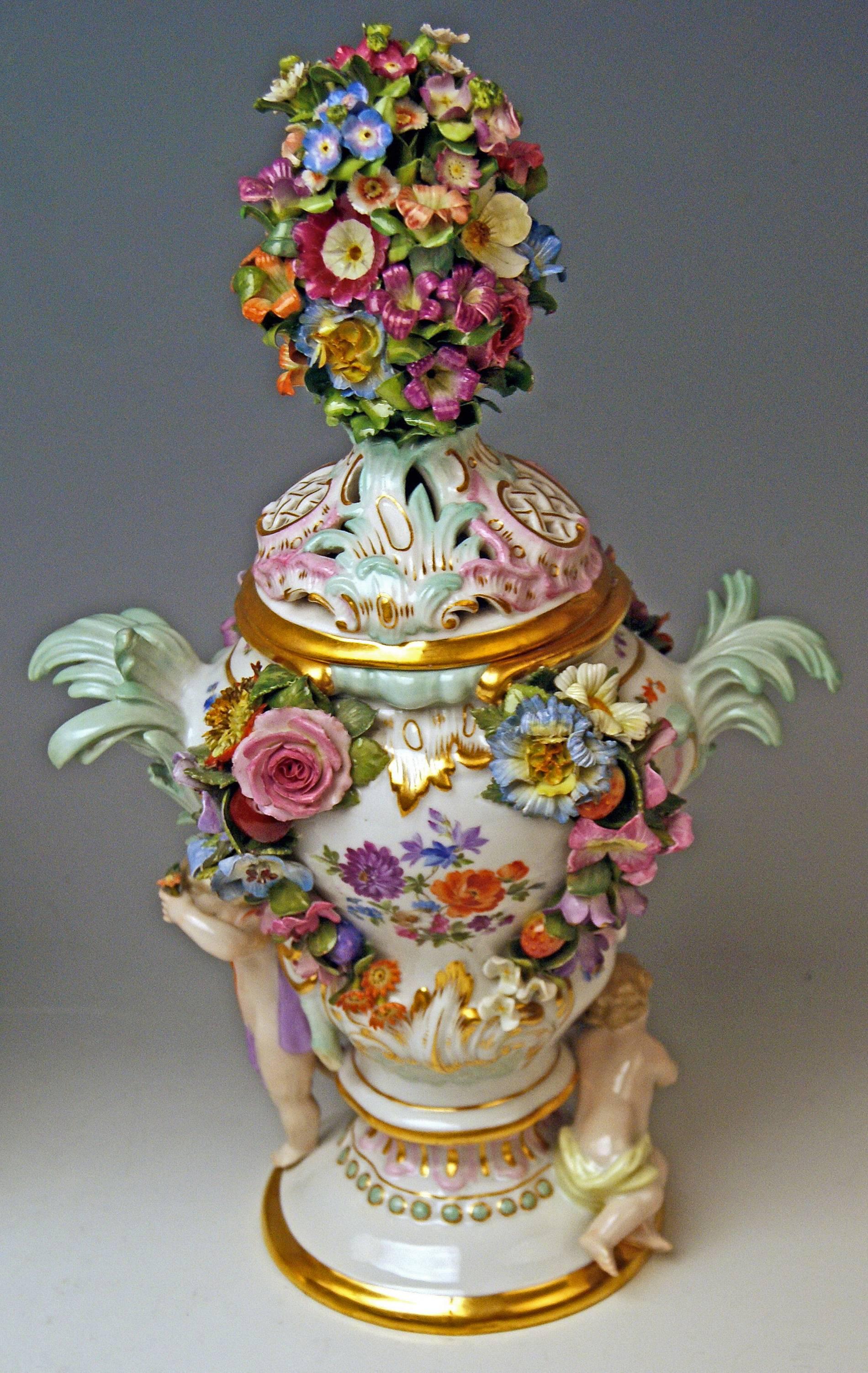 Meissen Pair of Kaendler Potpourri Lidded Vases Decorations, circa 1850 ...