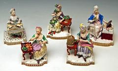 Meissen Rare Complete Series of Five Senses by Schoenheit Models E 1-5