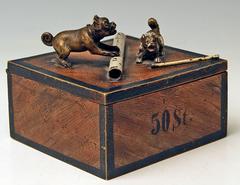 Vienna Bronze Tobacco Box with Dogs Pugs by Franz Bergman'n', circa 1890-1900