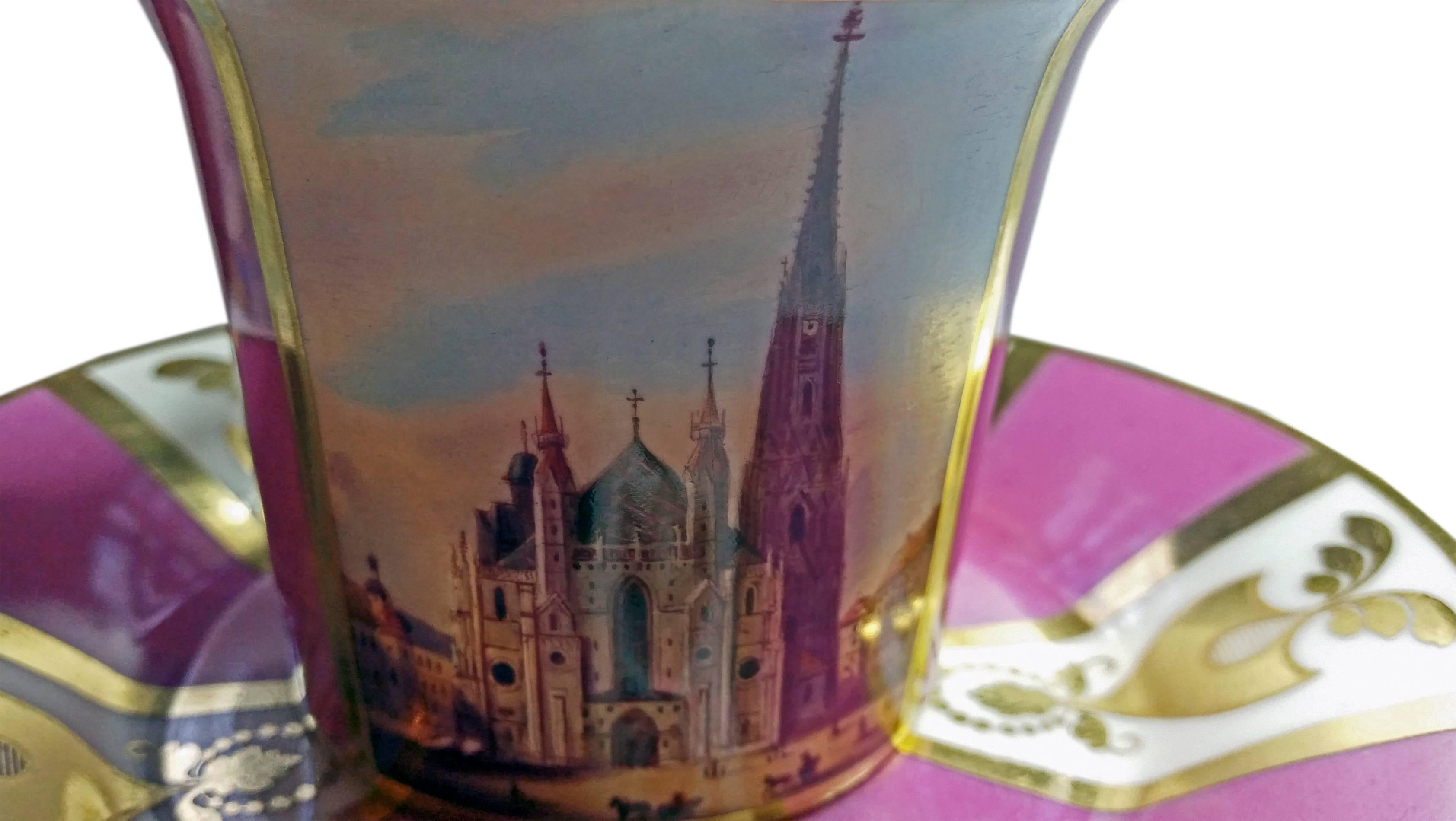 Vienna Imperial Porcelain Cup Saucer Saint Stephen's Cathedral Austria, 1821 1
