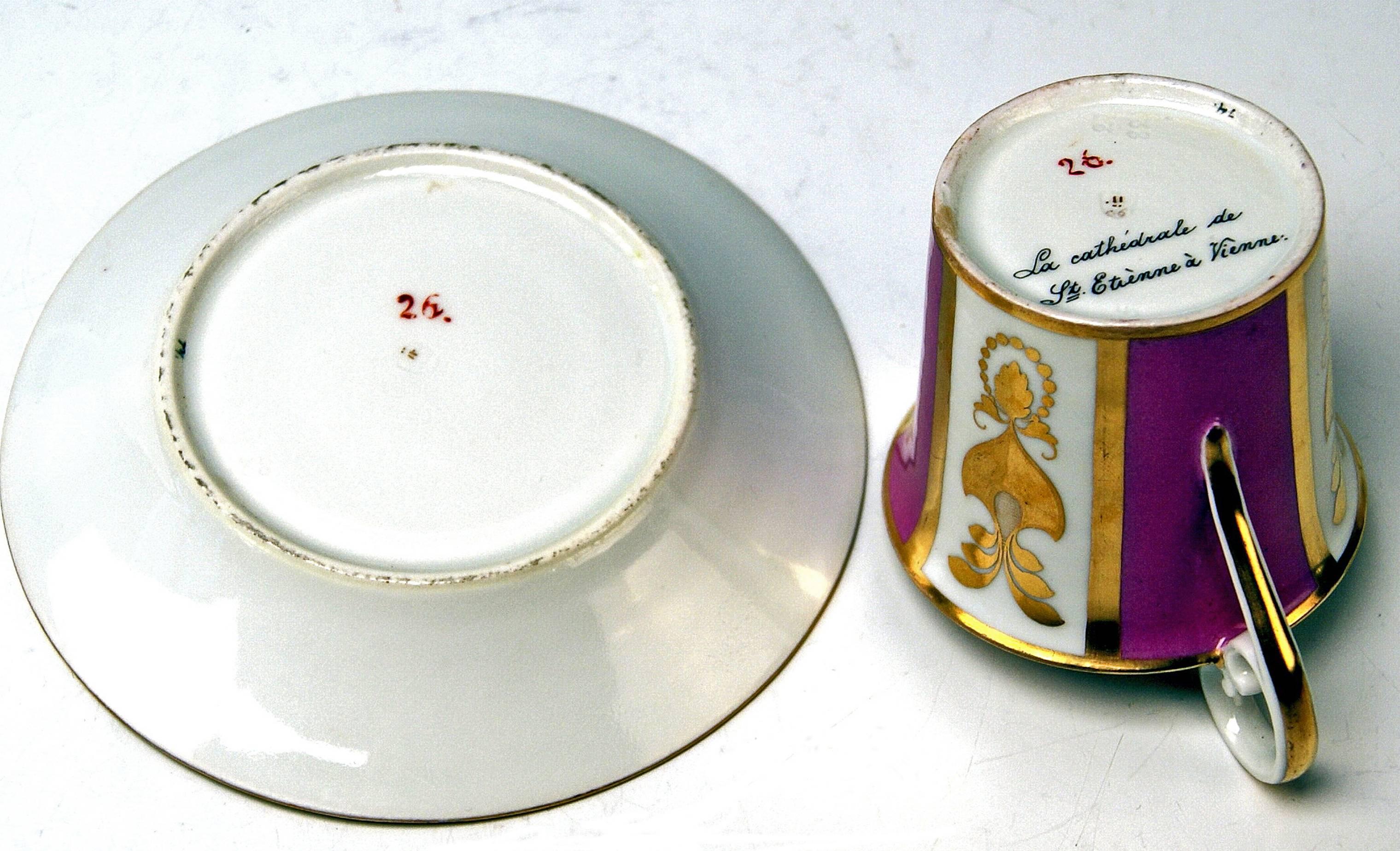 Vienna Imperial Porcelain Cup Saucer Saint Stephen's Cathedral Austria, 1821 3