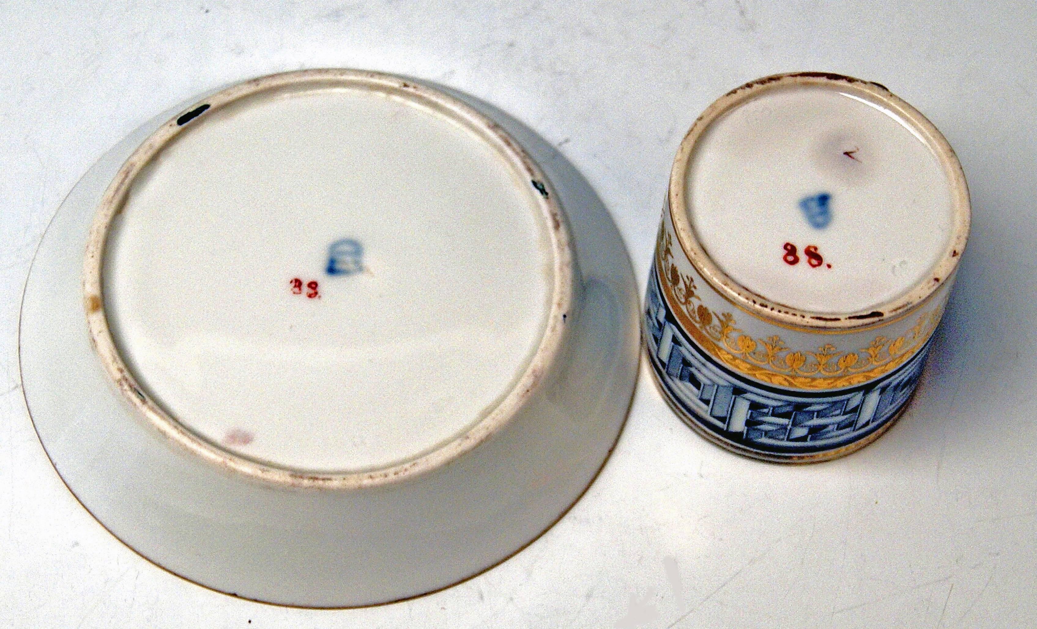 Biedermeier Vienna Imperial Porcelain Cup Saucer Sorgenthal Period Meander Ornament, 1800