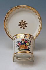 Vienna Imperial Porcelain Cup Saucer Golden Ornaments Dictum and Flowers, 1816