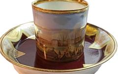 Vienna Imperial Porcelain Cup Saucer Schoenbrunn Castle, Austria, 1811
