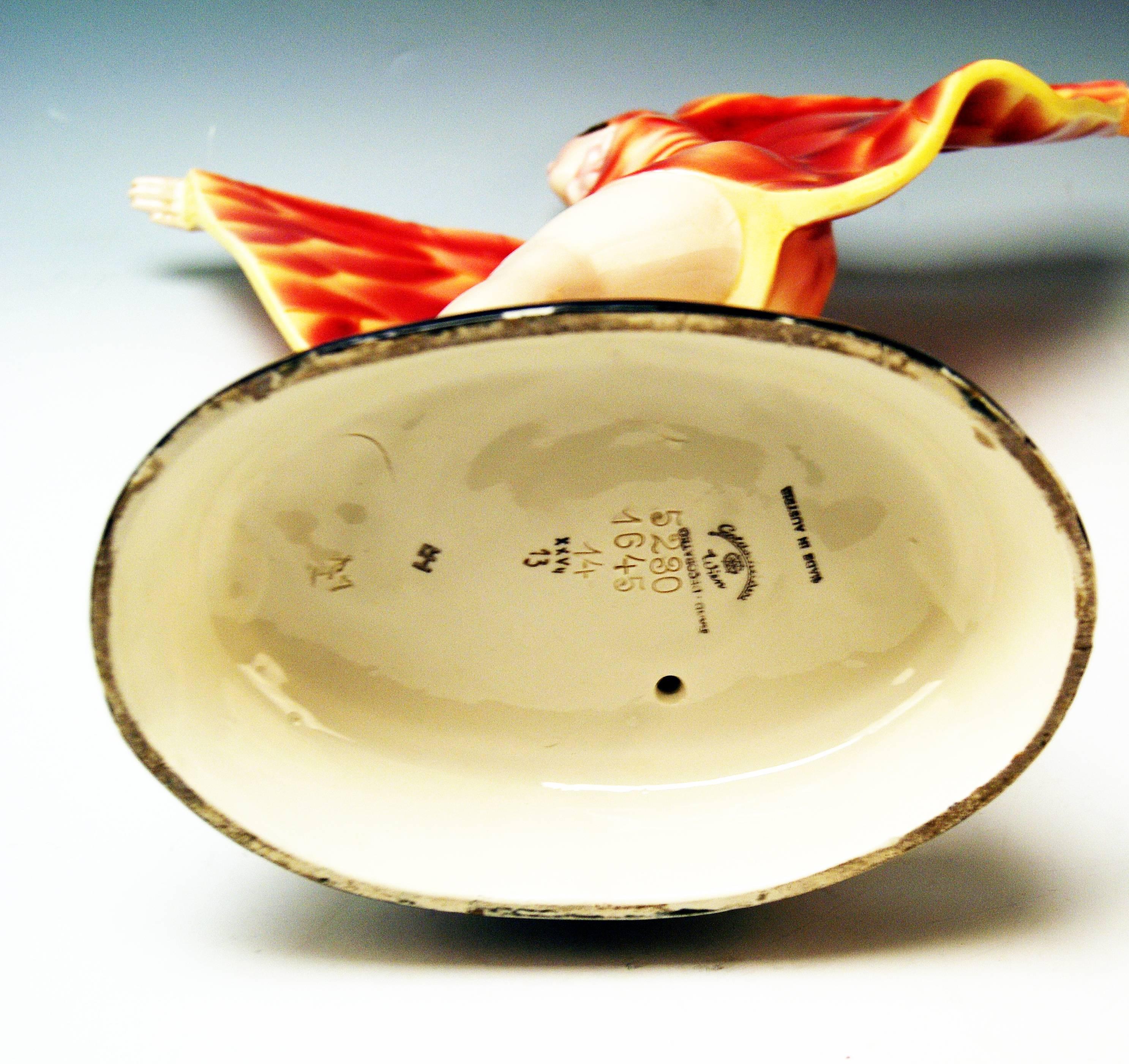 Ceramic Goldscheider Vienna Lorenzl Dancing Butterfly Lady Captured Bird Nr. 5230