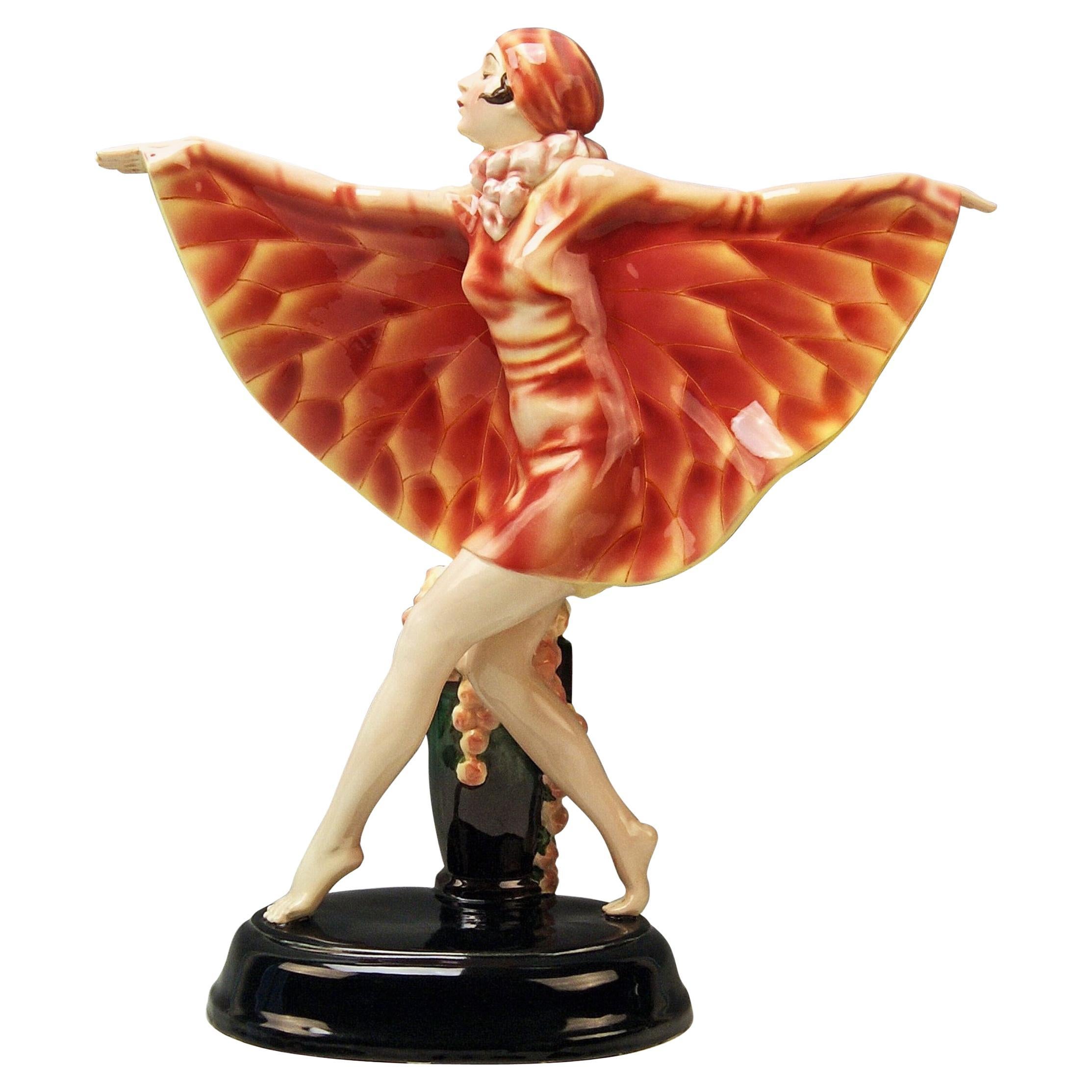 Goldscheider Vienna gorgeous dancing lady figurine: The Captured Bird

Designed by Josef Lorenzl (1892-1950) / one of the most important designers having been active for Goldscheider manufactory in period of 1920-1940 / designed 1922 (quite