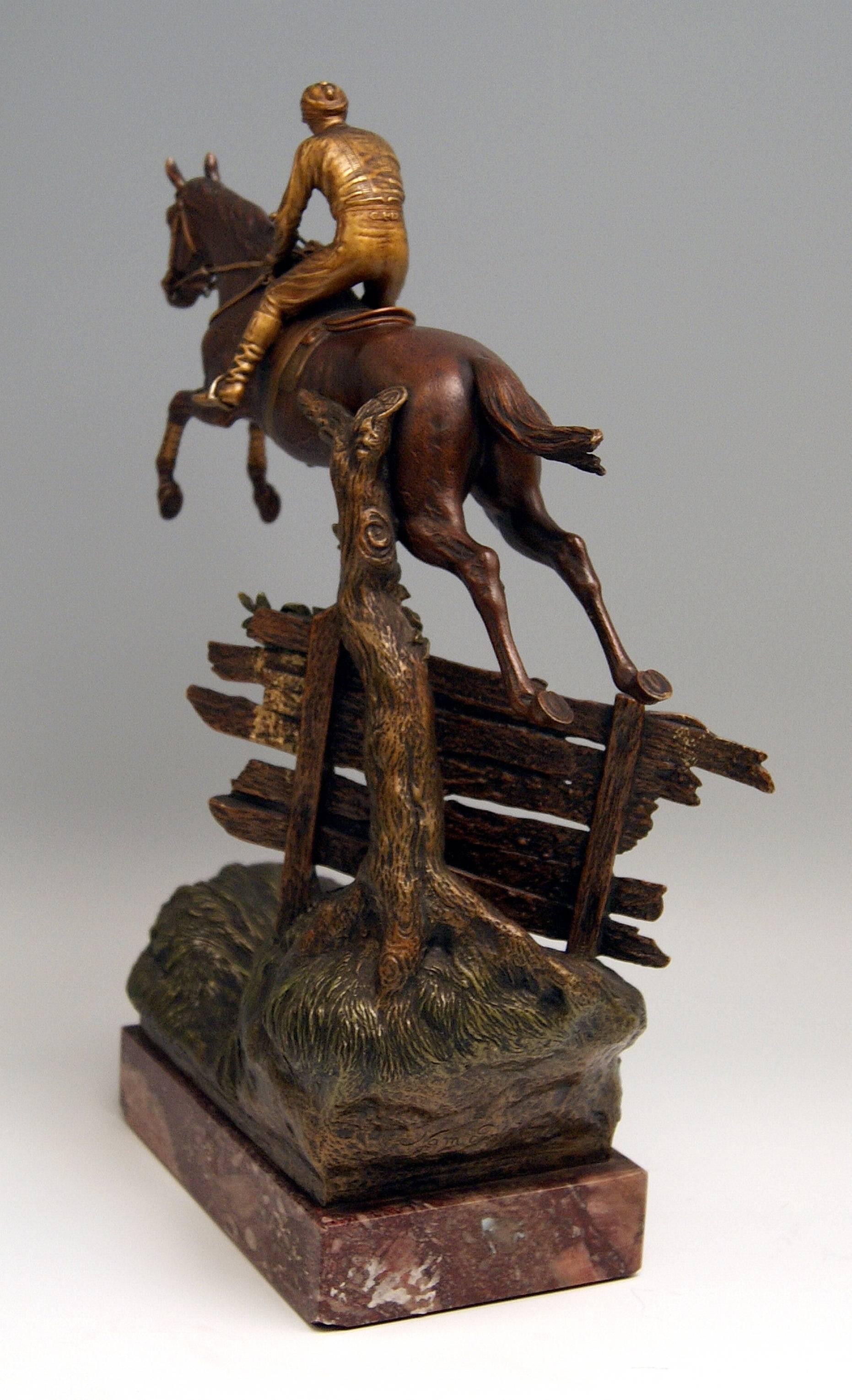 Wiener Bergmann, N Bronze Jockey, Reiten auf springendem Pferd, um 1920 (Sonstiges) im Angebot