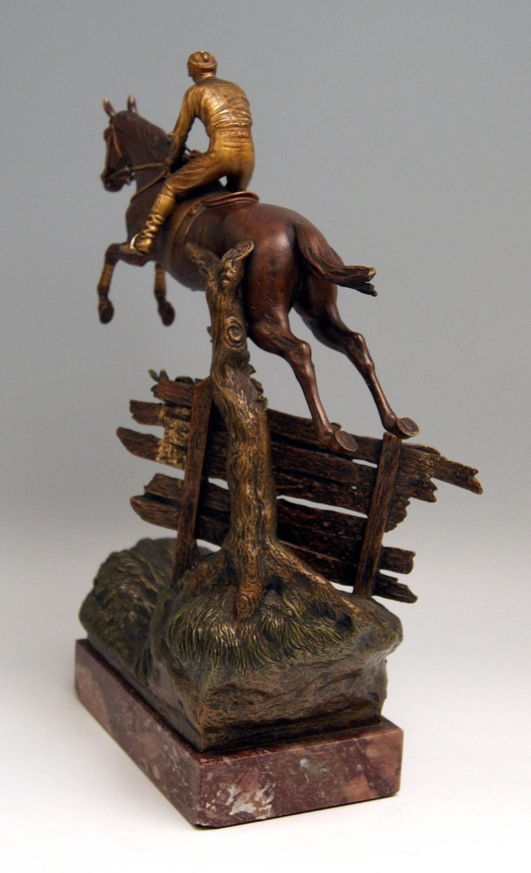 Other Vienna Bergman, N Bronze Jockey Riding on Jumping Horse Made, circa 1920 For Sale