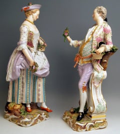 Meissen Two Gardeners Male Female Models 2868 B 65 Kaendler 20 inches made 1870