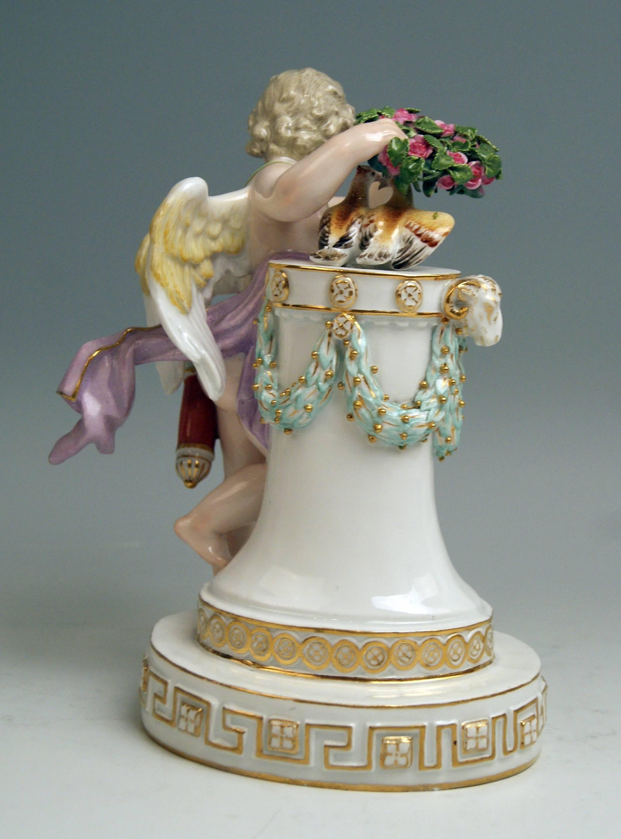 German Meissen Cherub Felicite Couronnee Crowned Felicitousness Acier E 82 Made 1850