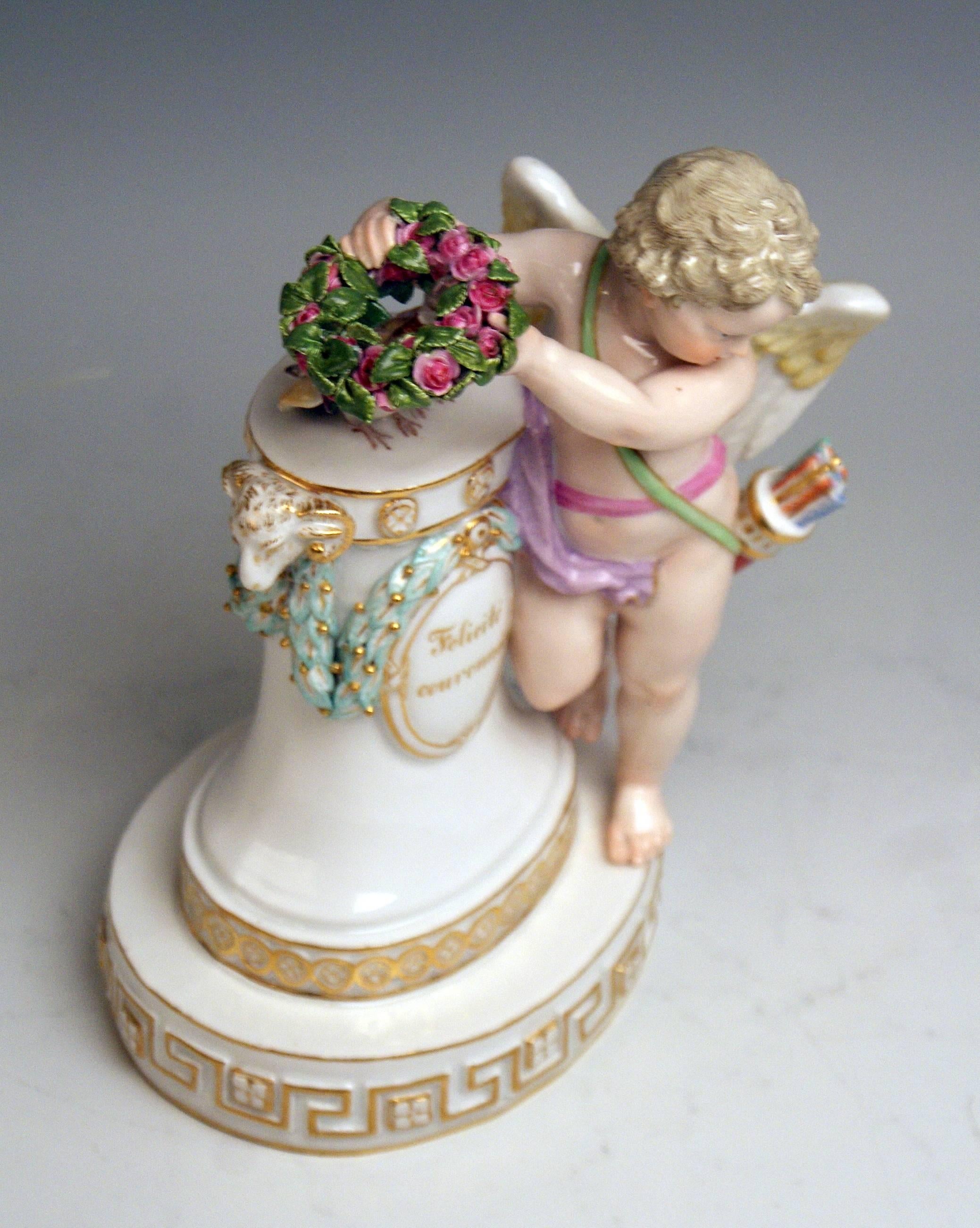 Meissen Cherub Felicite Couronnee Crowned Felicitousness Acier E 82 Made 1850 In Excellent Condition In Vienna, AT