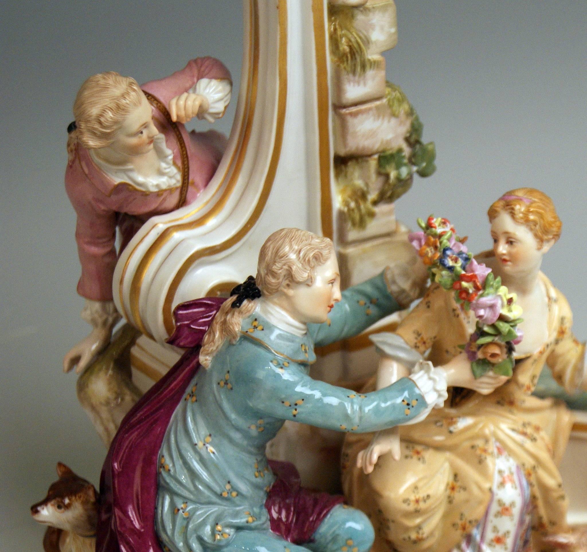 Porcelaine Figurines de bergers de Meissen Modèle 2870 Johann Joachim Kaendler, vers 1850 en vente