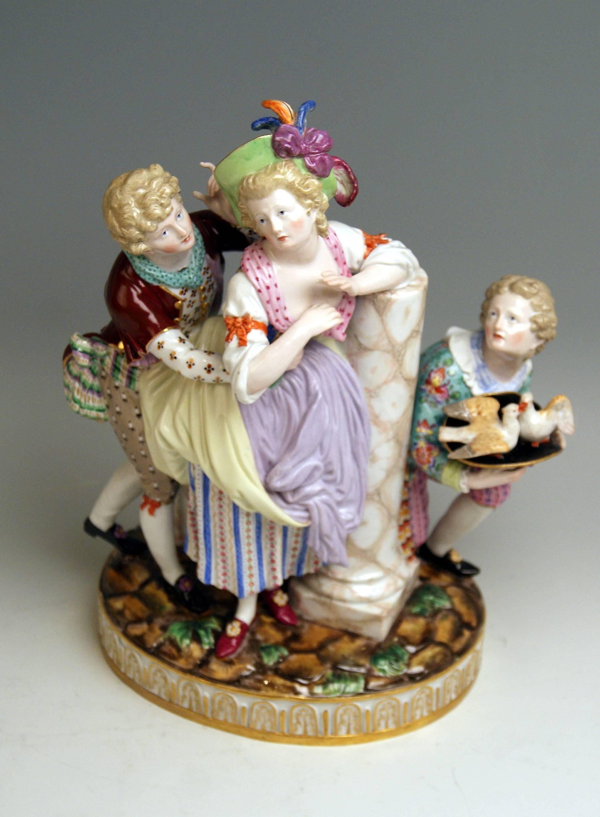 Mid-19th Century Meissen the Approach Loving Couple Pigeons Model I 60 Schoenheit Made circa 1860