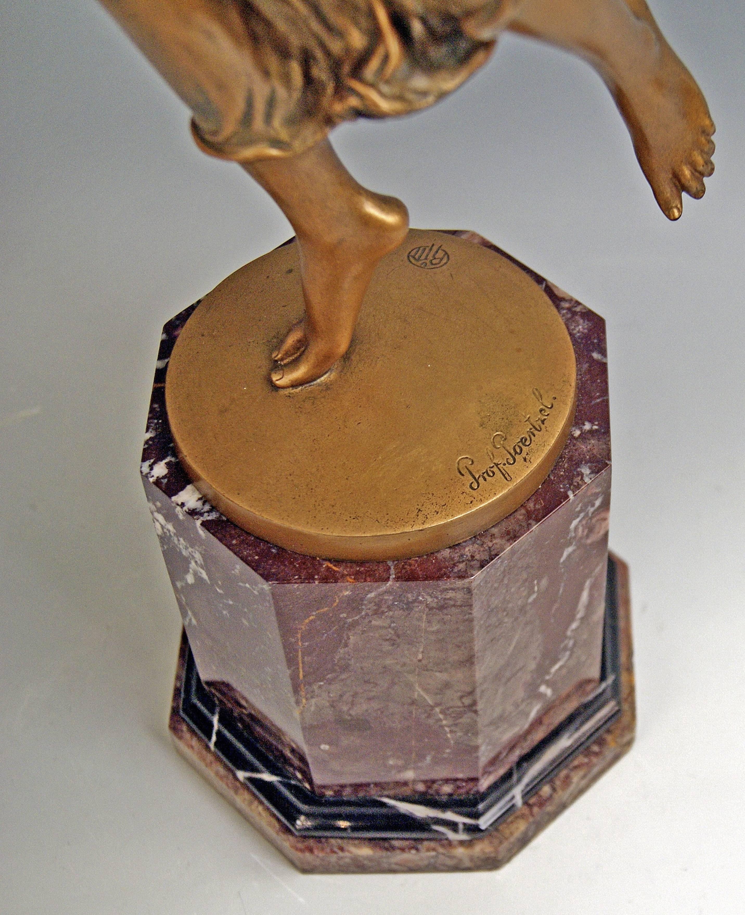 Art Nouveau Bronze Lady Dancer by Poertzel Otto, Germany Made circa 1920-1925