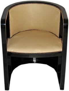 Josef Hoffmann Armchair Kohn 421 Vienna Black Stained Cream Leather made 1910