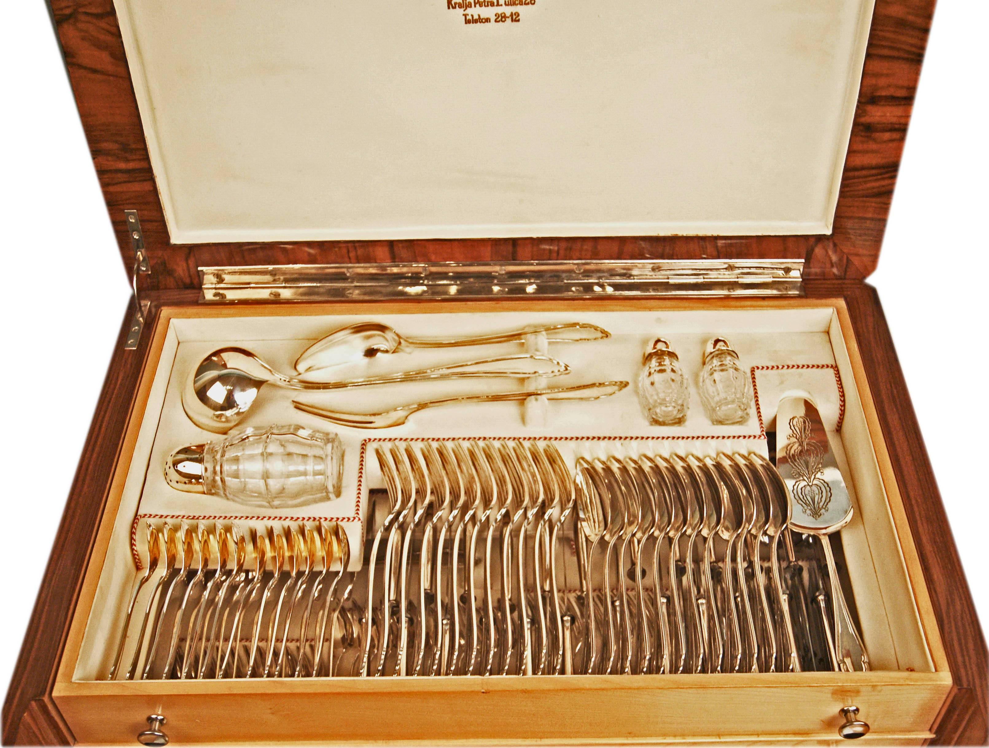 SILVER 800 FLATWARE (CUTLERY SET) FOR 12 PERSONS,
made by KLINKOSCH / Vienna, Austria, circa 1890 - 1900

Austrian finest cutlery set / flatware / dinnerware of best manufacturing quality, 
consisting of 191 pieces. Silver 800 / form