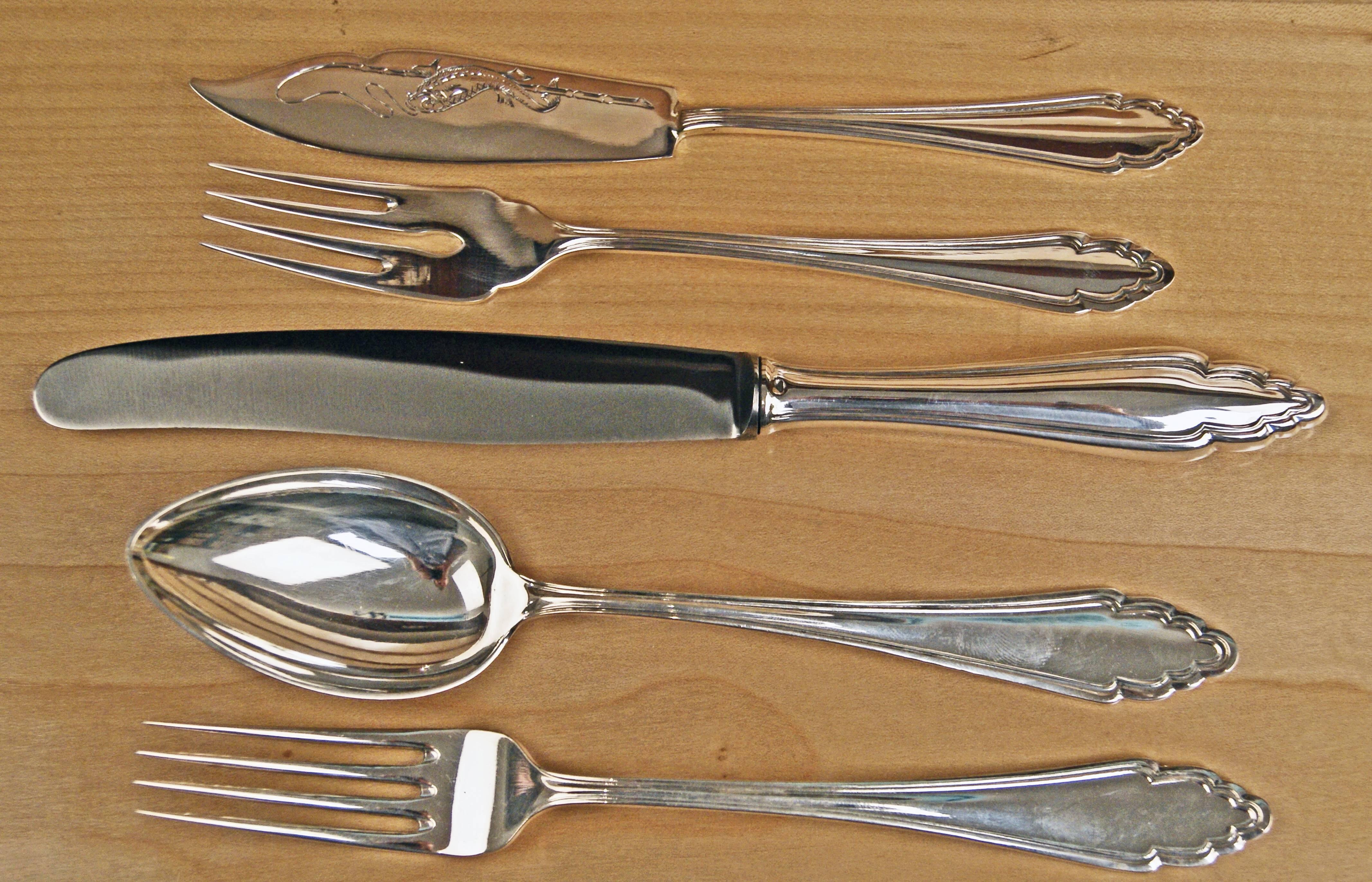 Silver 800 Cutlery Set Klinkosch Austria 191 Pieces Form 184  12 Persons 1890 1