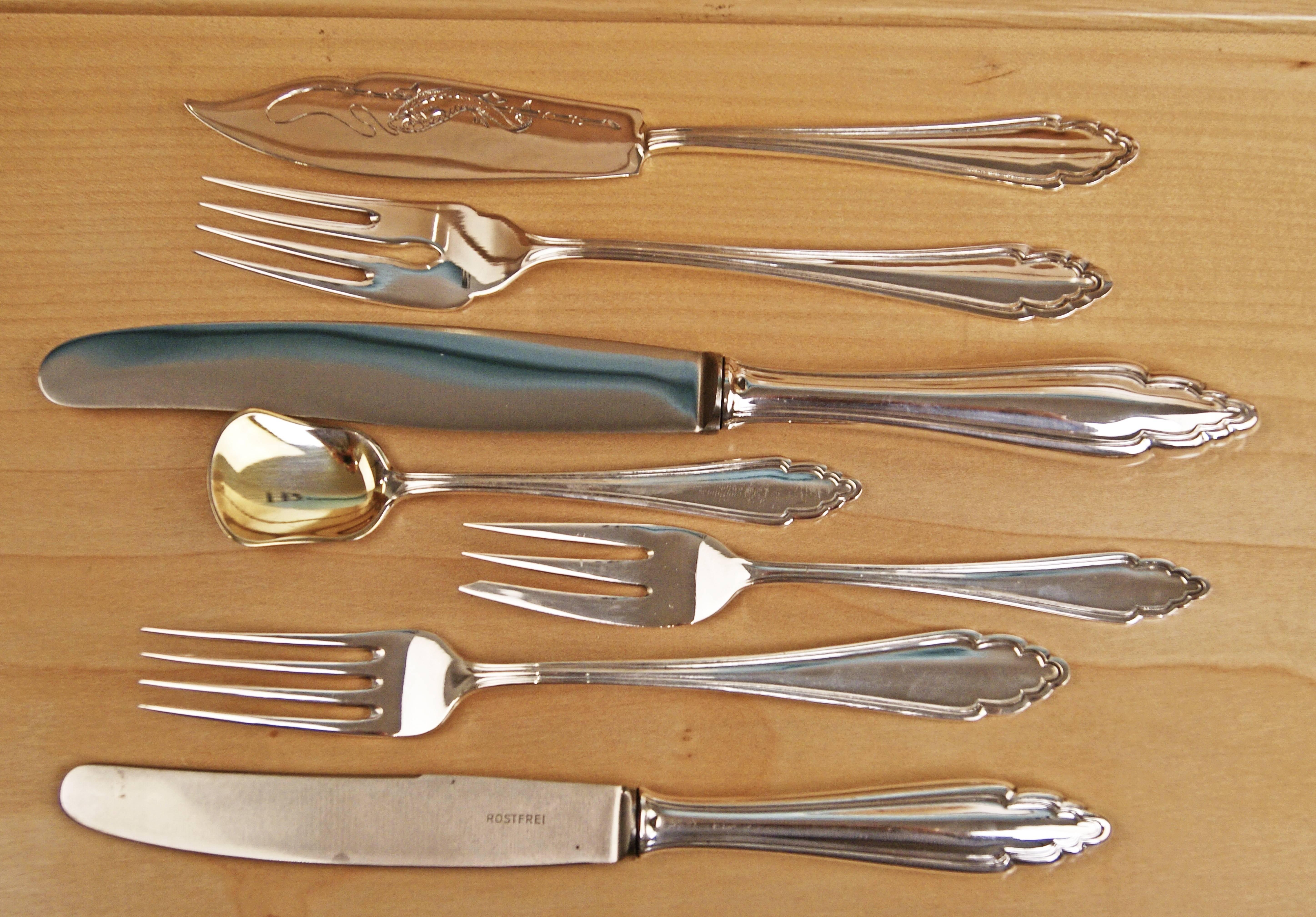 Silver 800 Cutlery Set Klinkosch Austria 191 Pieces Form 184  12 Persons 1890 2