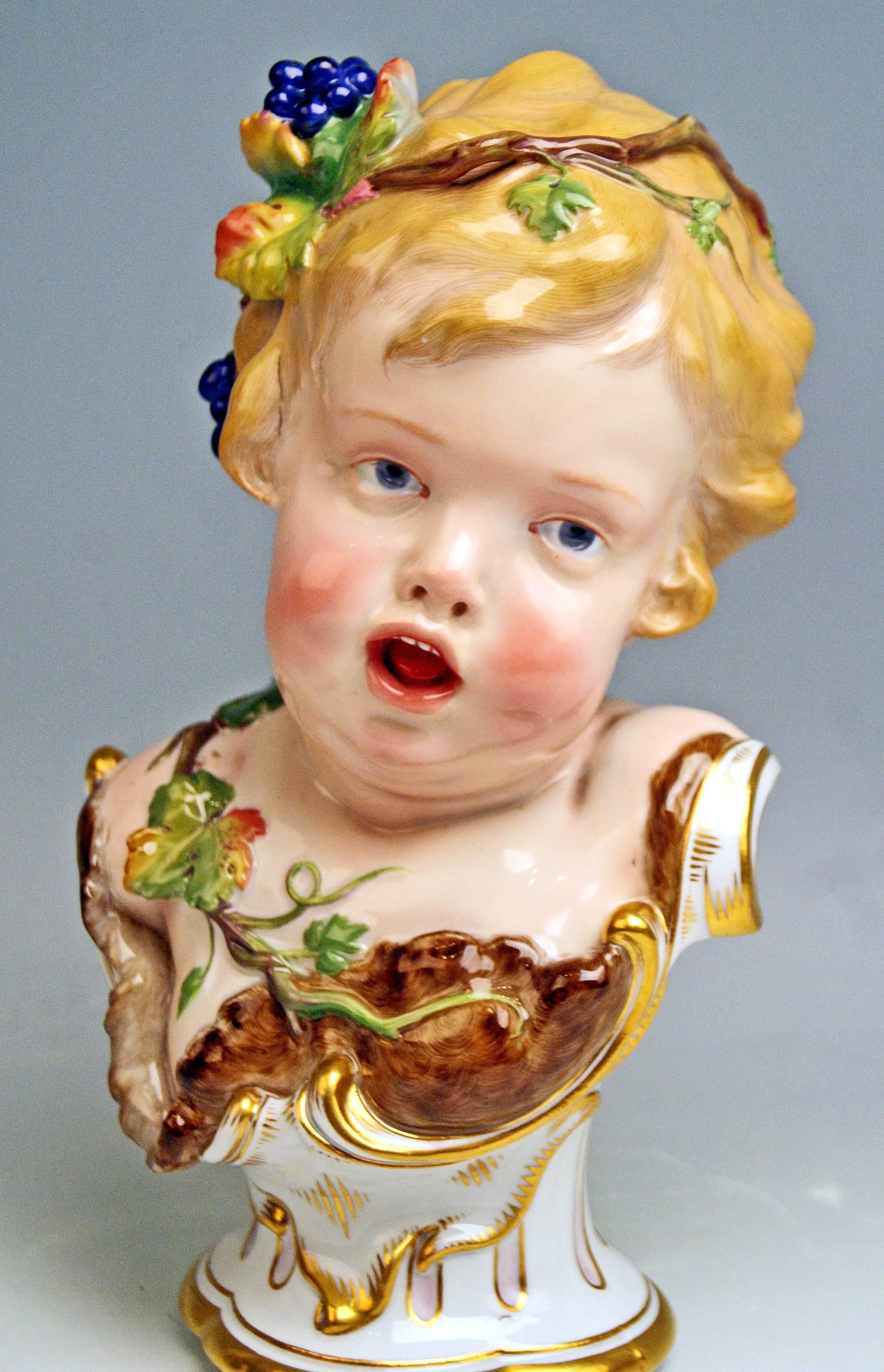 Meissen Child Bust Season Figurine Autumn Fall Model K 177, Schwabe, circa 1880 In Excellent Condition In Vienna, AT
