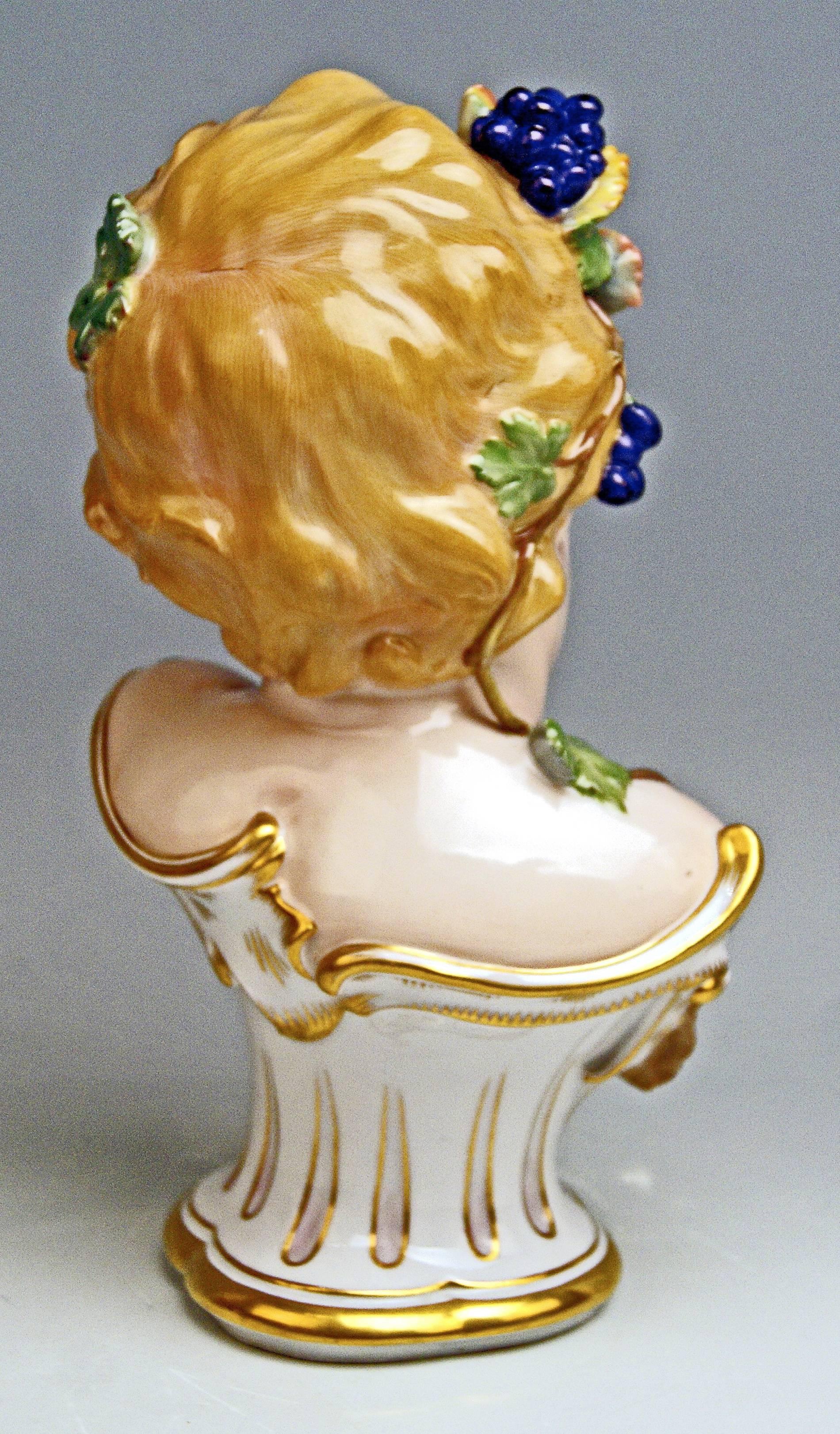 German Meissen Child Bust Season Figurine Autumn Fall Model K 177, Schwabe, circa 1880