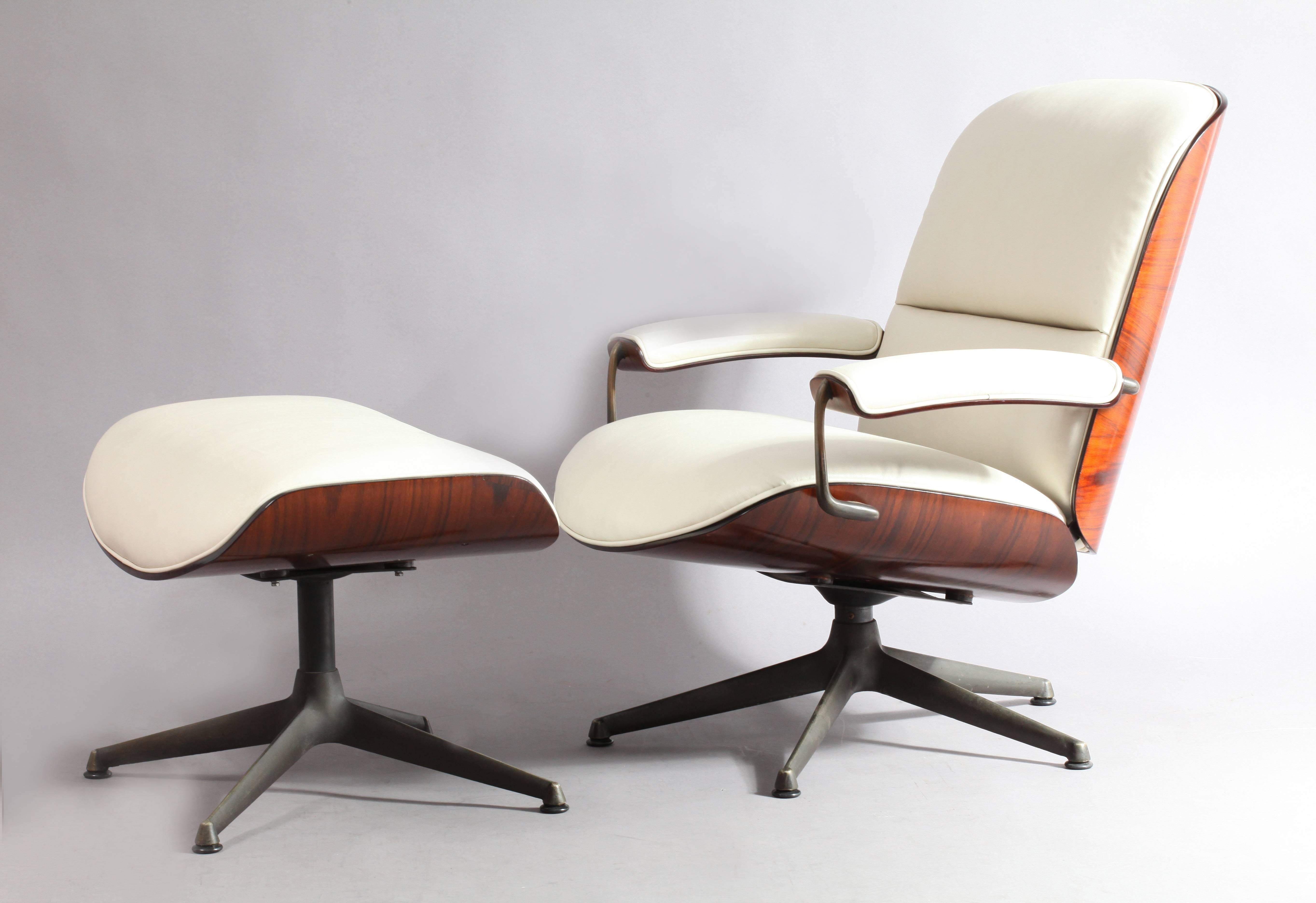 Rosewood Lounge Chair with Ottoman by Ico Pasrisi for MIM Roma In Excellent Condition In Vienna, Vienna