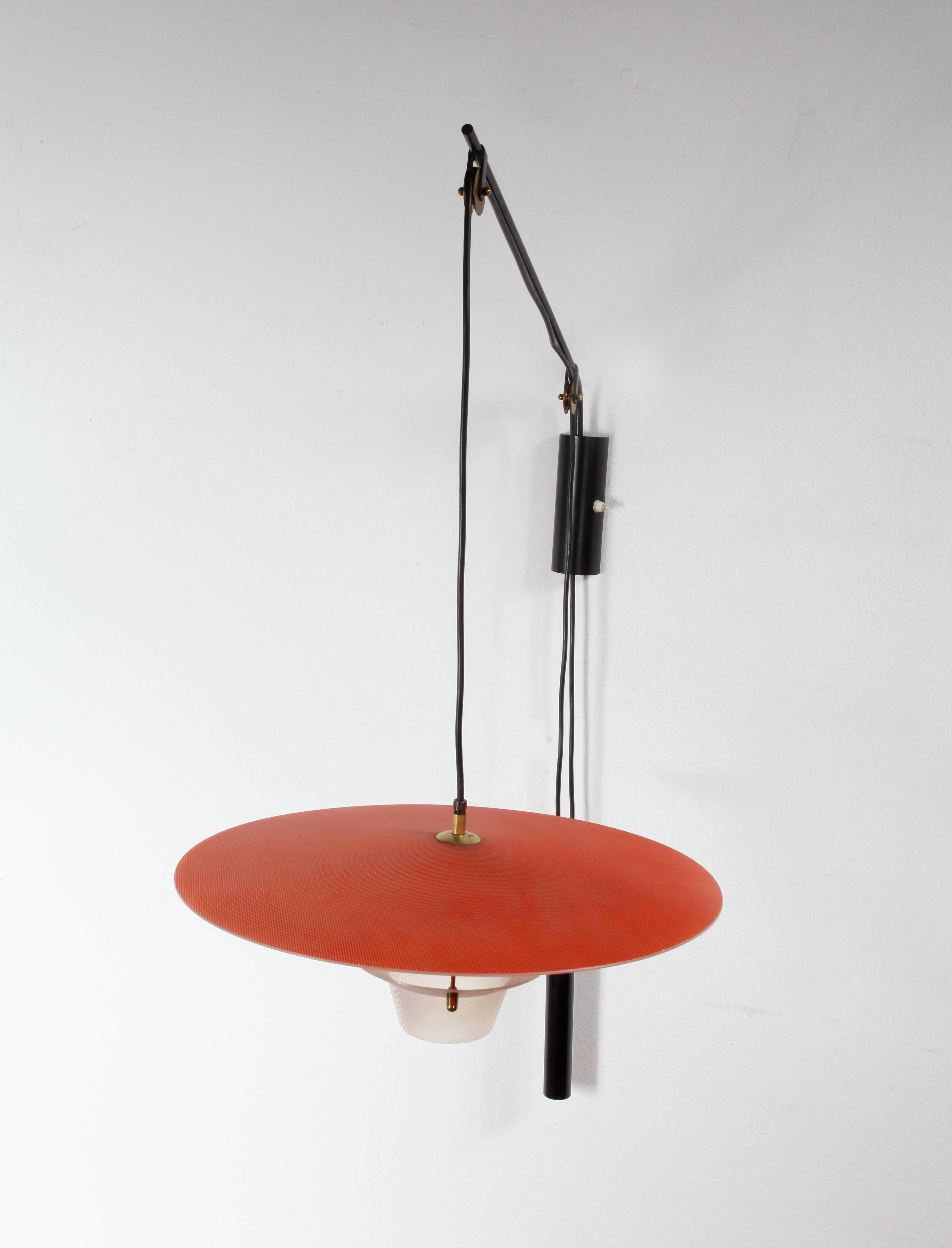 Mid-Century Modern Charming Adjustable Italian Swing Arm Wall Lamp, Italian, 1960