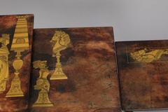 Aldo Tura 1950, Three Nesting Tables Goatskin, Decorated with Chess Figures