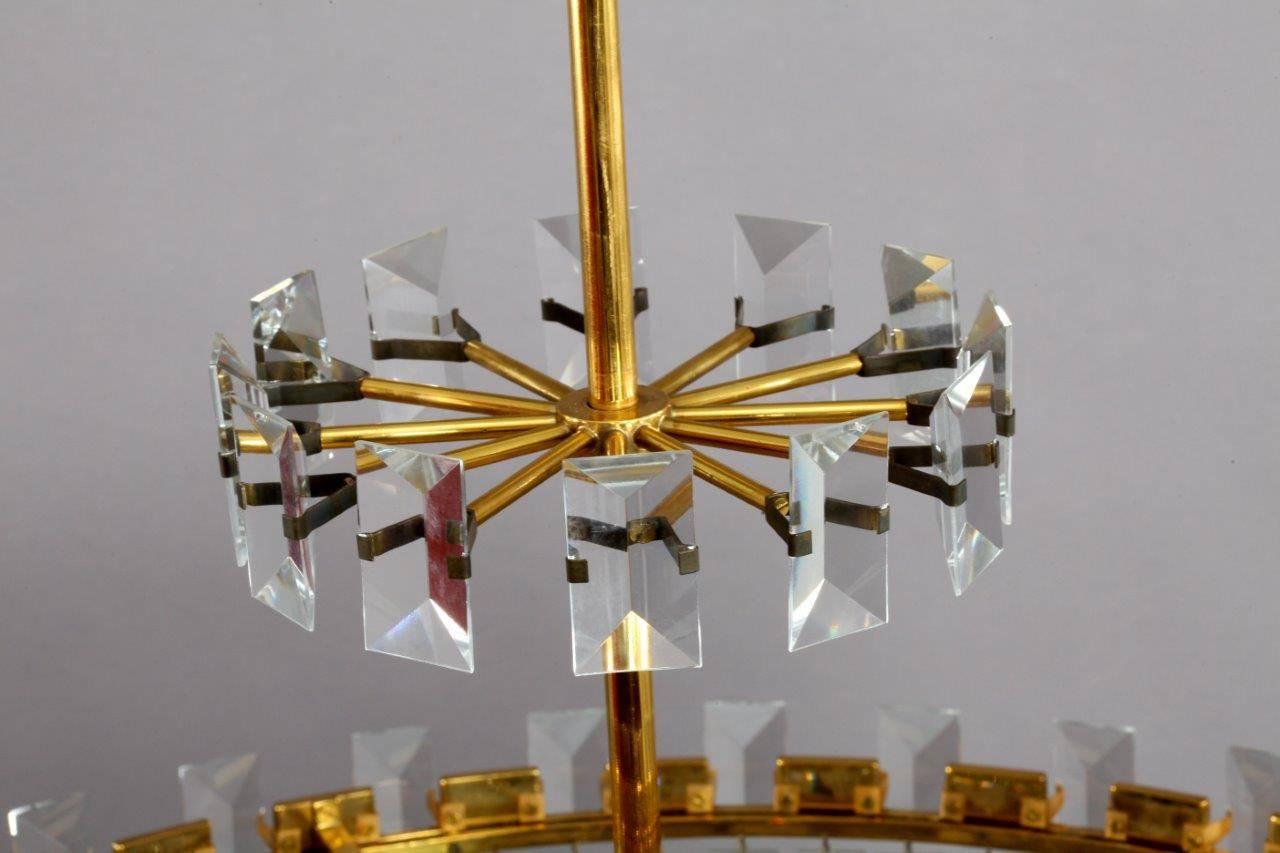 Huge Crystal Glass Chandelier Designed by Oswald Haerdtl for J.L.Lobmeyer Vienna 1