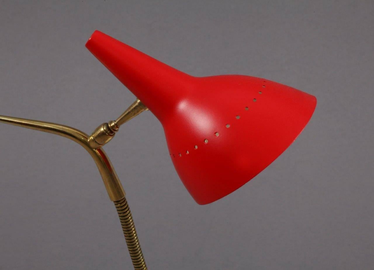 Adjustable table lamp,
attributed Oskar Torlasco,
Lumi, Italy, 1950.
Marble base, brass, adjustable shade.

To visit our storefront please click on our logo /Zeitloos at the bottom of this page or search for Zeitloos on 1stdibs.I.
 
