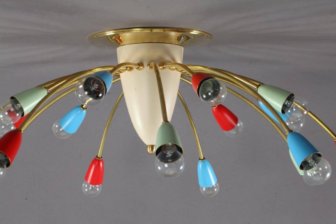 Colorful Huge Italian Sputnik Ceiling Flush Mount, 1950 In Excellent Condition In Vienna, Vienna