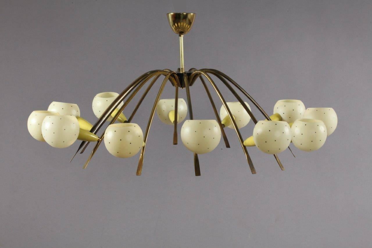 Charming Italian Ceiling Flush Mount Attributed by Stilnovo, Italy, 1950 In Excellent Condition In Vienna, Vienna