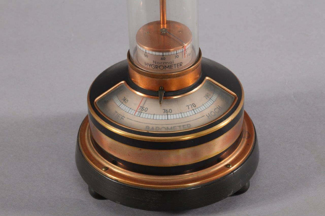 Rare weather station,
hygrometer, barometer, compass, thermometer.
Vienna, 1950.
Measures: Height 12 inch,
diameter 9 inch.
 