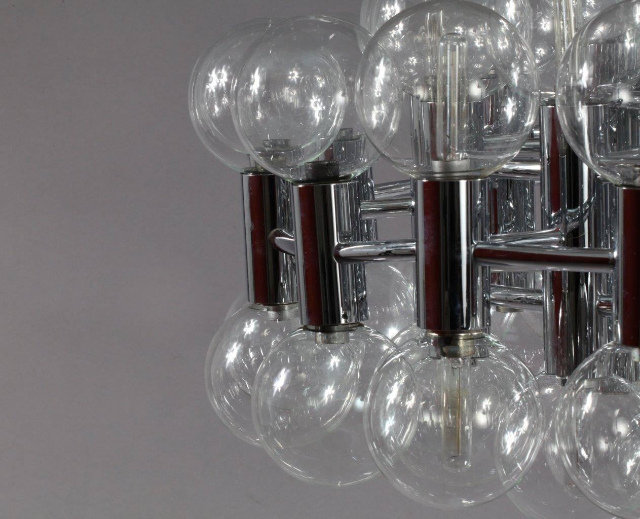 Large Chrome and Glass Chandelier by Motoko Ishii/Japan for Staff, Germany, 1971 In Excellent Condition In Vienna, Vienna