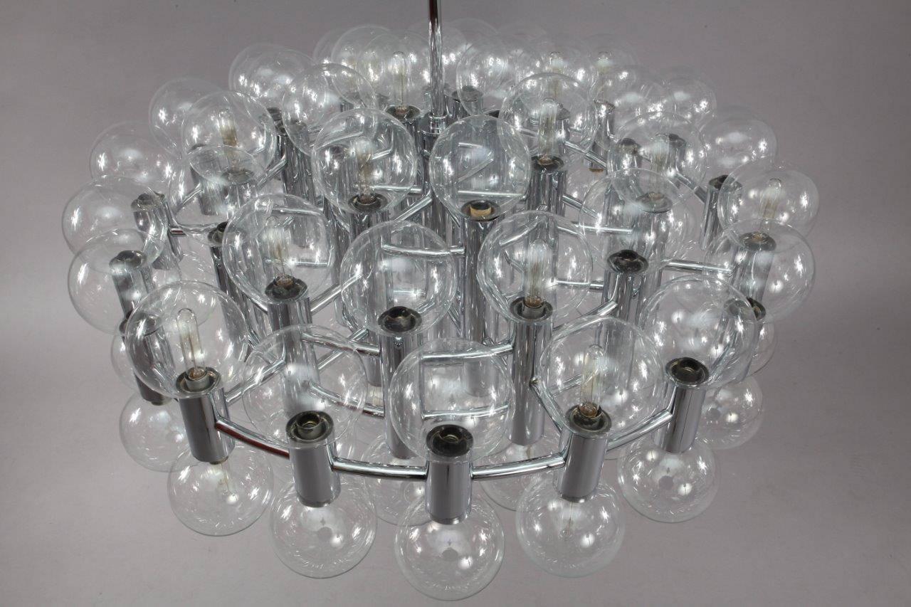 Late 20th Century Large Chrome and Glass Chandelier by Motoko Ishii/Japan for Staff, Germany, 1971