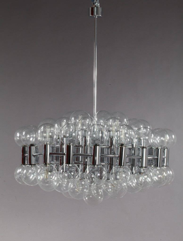 Large Chrome and Glass Chandelier by Motoko Ishii/Japan for Staff, Germany, 1971 1