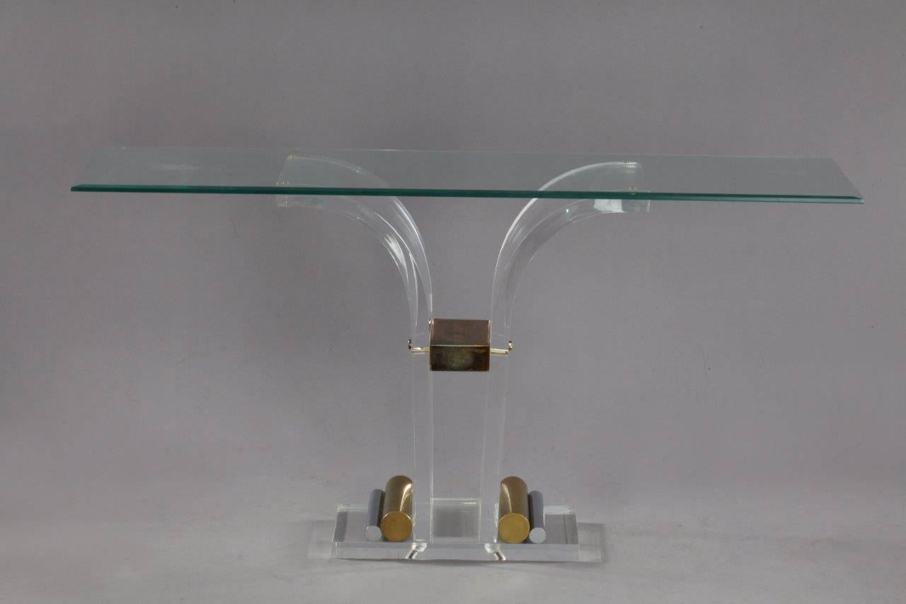 French Elegant Lucite Console Table, France, 1970