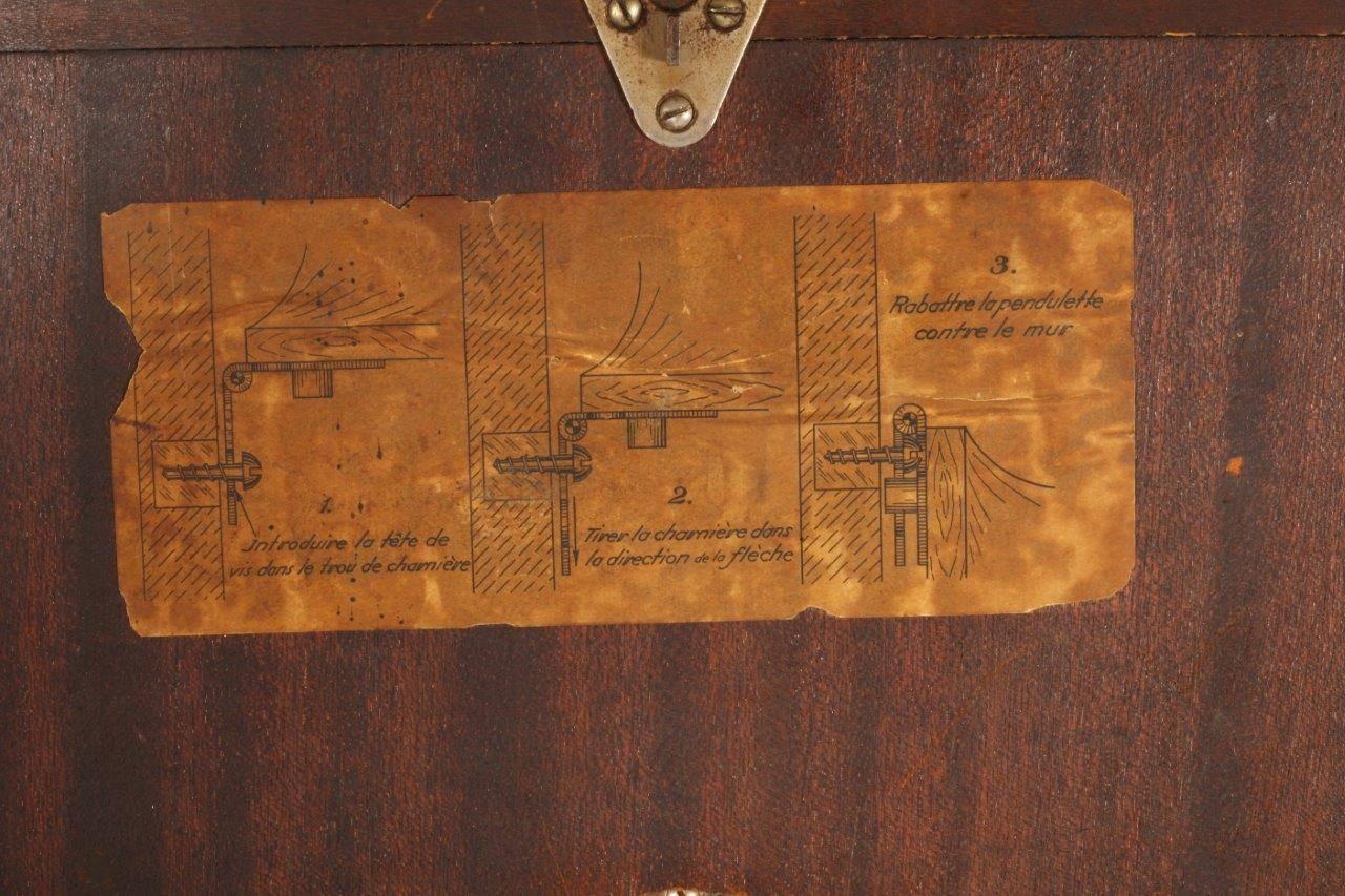 20th Century Rear Mahogany Marquetry Wall Clock Signed Omega, 1950