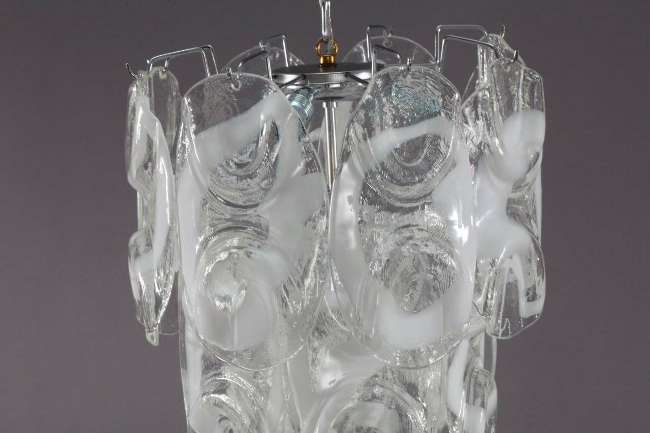 Italian chandelier,
attributed Mazzega,
Murano, 1970.
Chrome/glass.
Four bulb sockets E 27 each max. 75 watt.