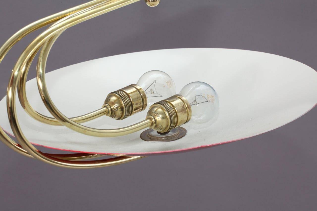 Flush mount,
Stilnovo, Italy, 1950.
Enameled shade, two bulb sockets.