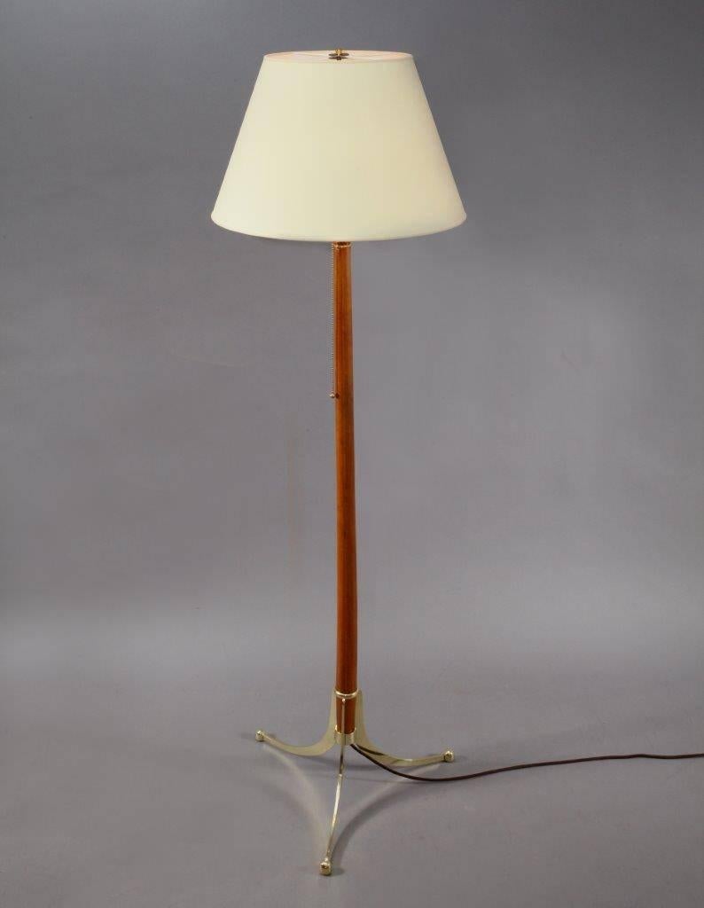 Josef Frank, Early and Rare Austrian Walnut and Brass Observatory Floor Lamp 1