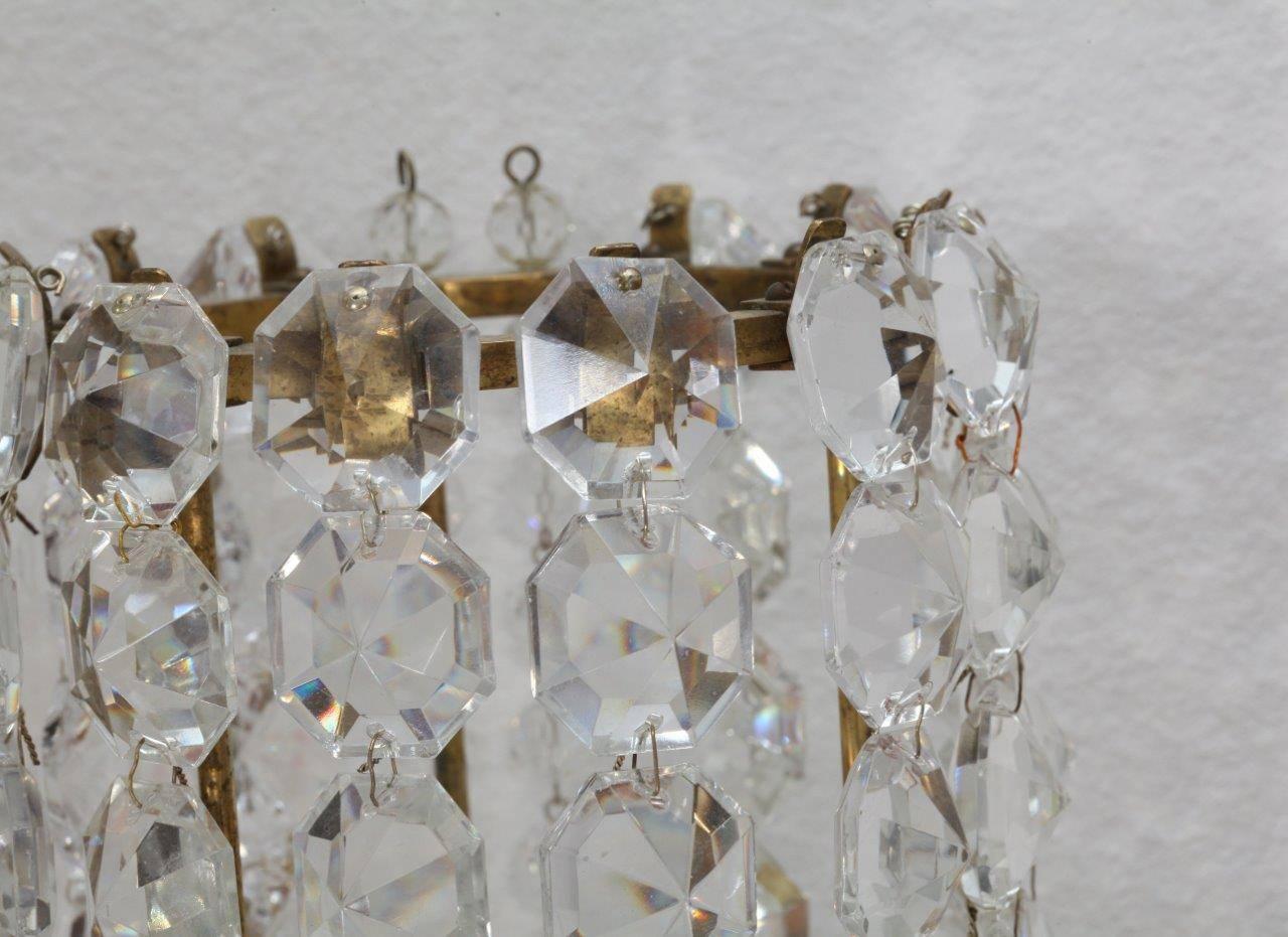 Amazing Large Pair of Wall Crystal Glass Sconces, Bakalowits Attributed, Vienna 2