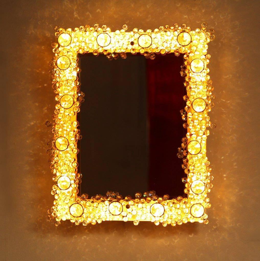 Gilt Charming Gilded Illuminated Mirror Made by Palwa, Germany, 1970