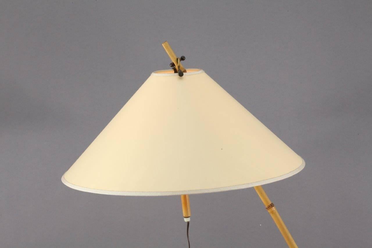 Austrian Charming Adjustable Bamboo Floor Lamp by Rupert Nikoll, 1950