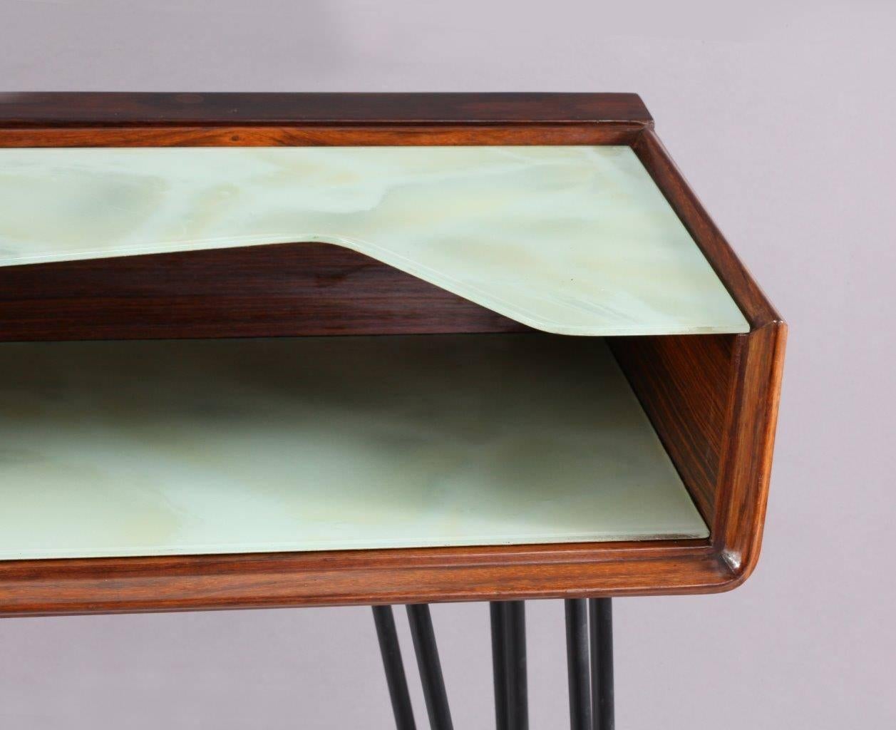 Mid-Century Modern Charming Italian 1950 dark walnut Console Table