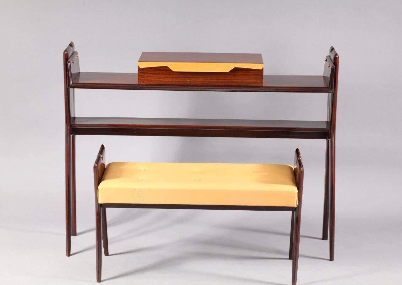 Mid-Century Modern Italian Console Table with Integrated Bench Attributed Ico Parisi